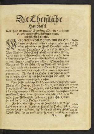 Die Christliche Haustafel.