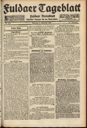 Erste Ausgabe vom Samstag, den 05. November 1921.