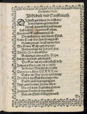 Die Fünffte Stuffe. Ist Gedult und Sanfftmuth.
