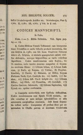 375-416, Codices Manuscripti