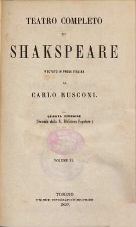 Teatro completo di Shakspeare, 6