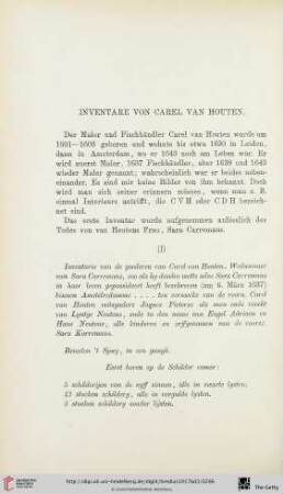 Inventare von Carel van Houten