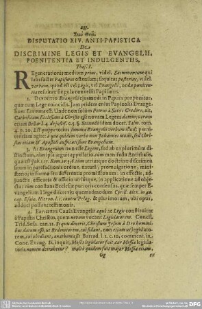 Disputatio XIV. Anti-Papistica De Discrimine Legis Et Evangelii, Poenitentia Et Indulgentiis