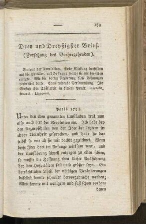 Drey und Dreysigster Brief. (Fortsetzung des Vorhergehenden)