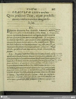 Oraculum LXIII e vers: 29. Quos praescivit Deus, etiam praedestinavit conformandos imagini fillii sui