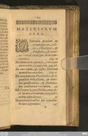 Materiarum Ordo.