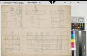 Crollage (Preußisch Oldendorf) Erweiterung des Hauses Crollage Seitenansicht, Schnitte (1883) 1 : 100 42 x 57 Bleistiftzeichnung Wilert? Ledebur-Crollage K Nr. 8