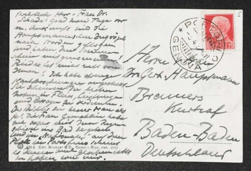 Brief von Robert Faesi an Gerhart Hauptmann und Margarete Hauptmann