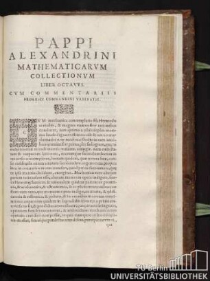 6. Pappi Alexandrini mathematicarum collectionum liber octavus.