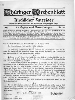 Nr. 13 : 2. Oktober 1933