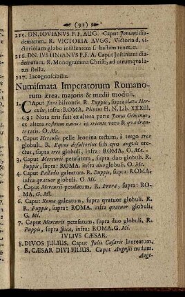Numismata Imperatorum Romanorum ærea, majoris & medii moduli.