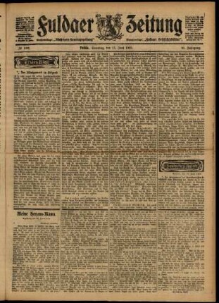 Erste Ausgabe vom Samstag, den 13. Juni 1903.