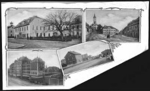 Hartha. Bürgerschule, Marktplatz m. Kirche und Rathaus