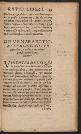 De Venae Sectione Et Medicinis Purgantibus, quid in curando et praeservando auxilientur.
