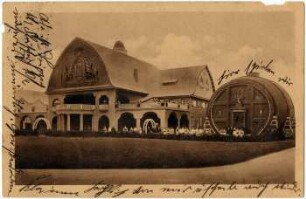 Bayerische Bierhalle und Riesenfaß : Entw. Arch. H. Kunze, Leipzig