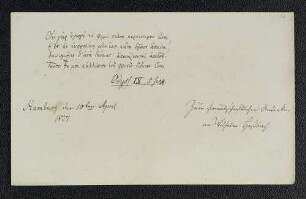 Wilhelm Hoßbach. – Hamburg, 10.04.1807