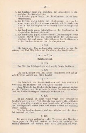 Neunter Titel. Reichsgericht
