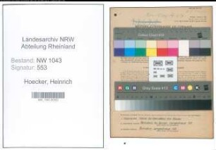 Entnazifizierung Heinrich Hoecker , geb. 08.04.1915 (Beamter)