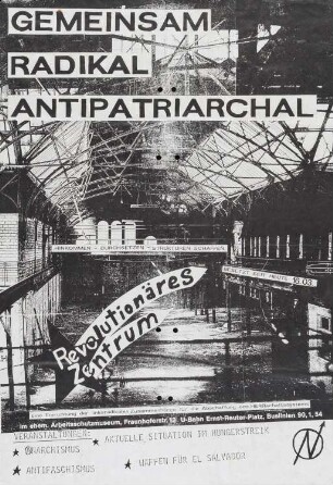 Plakat zur Besetzung eines "Revolutionären Zentrums" im ehemaligen Arbeitsschutzmuseum