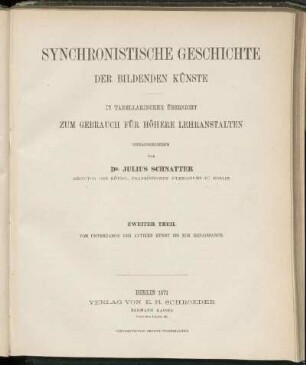 Theil 2: Vom Untergange der antiken Kunst bis zur Renaissance