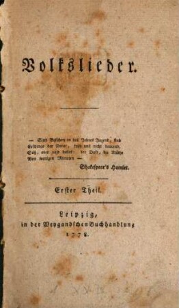 Volkslieder, 1