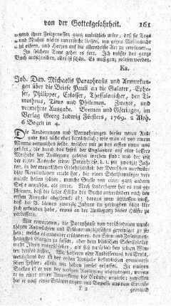 Paraphrasis und Anmerkungen über die Briefe Pauli an die Galater, Epheser, Philipper, Colosser, Thessalonicher, den Timotheus, Titus und Philemon. 2.verm.Ausg.