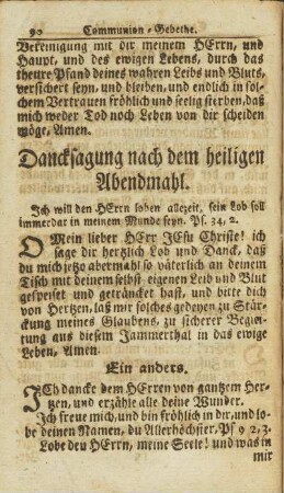 Danksagung nach dem heilien Abendmahl