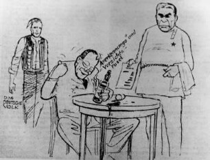 Reproduktion einer Karikatur aus der National-Zeitung, einer rechtsextremen Wochenzeitung aus dem Jahr 1971