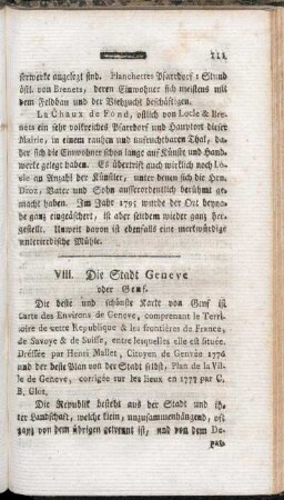 VIII. Die Stadt Geneve oder Genf.