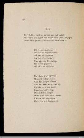 A. V. / [Stefan George]