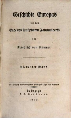 Geschichte Europas seit dem Ende des funfzehnten Jahrhunderts, 7. [Das nördliche Europa, von 1660 bis 1740, und das südwestliche Europa vom utrechter Frieden bis 1740.]