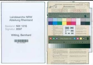 Entnazifizierung Bernhard Witting , geb. 20.10.1886 (Arbeiter)