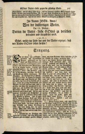 315-332, Die IX. Predigt, Darinn die Vatter-Liebe GOttes zu derselben betrachtet und fürgestellet wird.