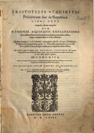 Aristotelis Stagiritae politicorum sive de republica libri octo