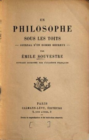 Un philosophe sous les toits : Journal d'un homme heureux