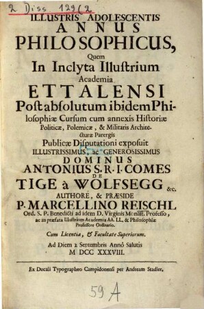 Illustris Adolescentis Annus Philosophicus