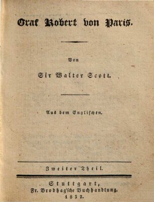 Graf Robert von Paris : Aus dem Engl., 2