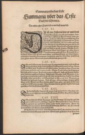 Summaria uber das Erste Buch der Chronica.