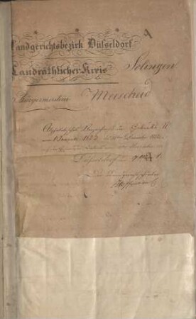 Dezennaltabellen 1823 - 1832 Geburten, Heiraten und Sterbefälle Merscheid