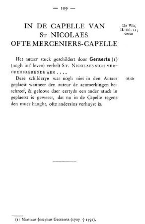 In De Capelle Van St Nicolaes Ofte Merceniers-Capelle