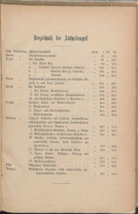 Verzeichniß der Abtheilungen.