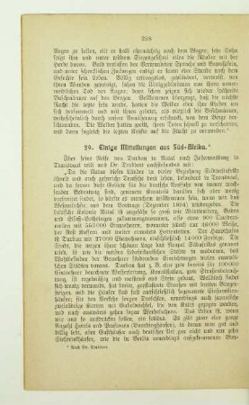 29. Einige Mitteilungen aus Süd-Afrika