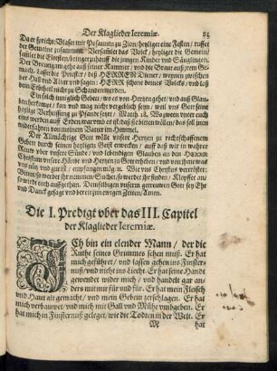Die I. Predigt uber das III. Capitel der Klaglieder Ieremiae.