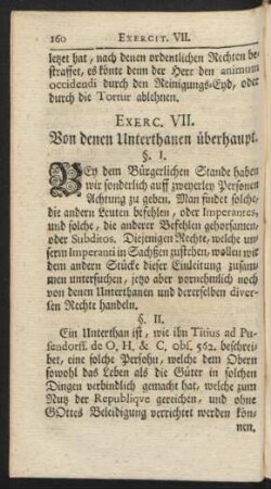 Exerc. VII. Von denen Unterthanen überhaupt.