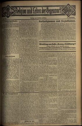 Zweite Ausgabe vom Sonntag, den 14. September 1930.