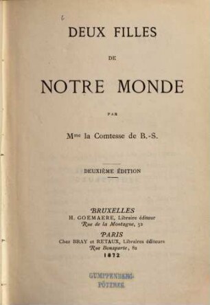 Deux filles de notre monde