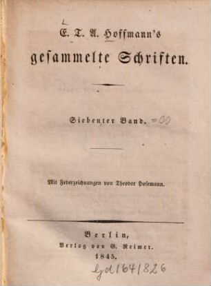 E. T. A. Hoffmann's gesammelte Schriften, 7. Phantasiestücke in Callot's Manier
