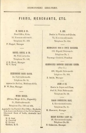 Firms, merchants, etc.