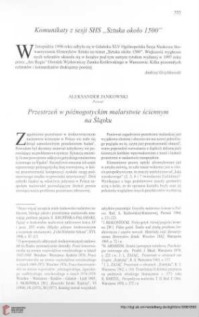 Przestrzeń w późnogotyckim malarstwie ściennym na Śląsku