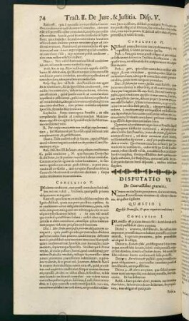 74-106, Disputatio VI - Disputatio IX.